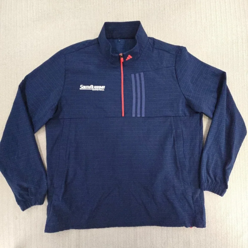 Adidas South Alabama Jaguars Sweatshirt Men XL Blue Windready Basketball 1/4 Zip